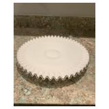 FENTON SILVER CREST WHITE MILK GLASS RUFFLED LOW