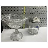 TOBACCO JAR/ W/ FLOWER TOP AND COMPOTE 7.5" H