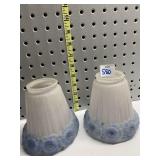 TWO PUFFY HAND PAINTED FROSTED SHADES