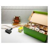 LIGHT BULBS, PLUG BAR AND EXTENSION, LEADED GLASS