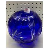 COBALT BLUE ROSE BOWL ETCHED