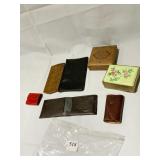 PORCELAIN TOP TRINKET BOX, WALLETS ETC.