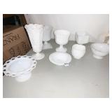 MILK GLASS AND PLANTERS