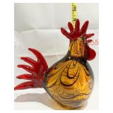 ART GLASS MULTI COLOR ROOSTER 9" H