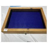 WOOD CASE W/ FRONT LOCK GLASS TOP