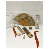 INLAY UNUSED LETTER OPENER, 2 WOOD BIRD LETTER