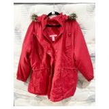 1 X WOMAN WITHIN RED COAT W/ FAUX FUR COLLAR