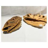 TWO LEATHER BASEBALL GLOVES