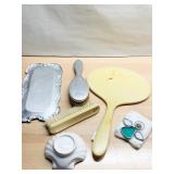 BRUSH SET W/ MIRROR, STAINED GLASS ANGEL