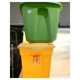 TWO TOTES W/ LIDS YELLOW AND GREEN