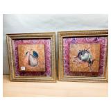 WOOD FRAME FRUIT PEAR AND APPLES RAISED CENTER