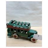 CAST IRON DOUBLE DECKER BUS 7" L W/ RUBBER TIRES