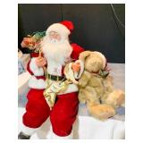 SANTA W/ LIST AND FAUX MINK BEAR