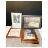 FOUR PRINTS SNOW SCENE SIGNED D. MORGAN 1999