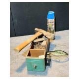 HATCHET, ANTIQUE DRAWER FROM SEWING MACHINE,