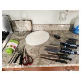 FRY WALL 10" SPATTER GUARD, KNIVES, TRIVET, VASE