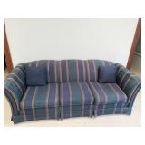 GREEN SOFA W/ STRIP 30" H X 84" W X 30" D