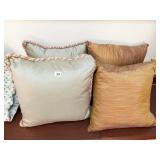 GREEN AND GOLD PILLOWS SET OF 4