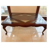 CHERRY COFFEE TABLE BEVELED GLASS TOP SHOWROOM