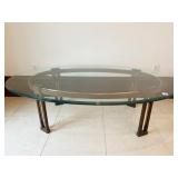 OVAL BEVELED EDGE COFFEE TABLE UNUSUAL COLUMN