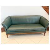 GREEN LEATHER SOFA 75" W X 29" D X 32" H