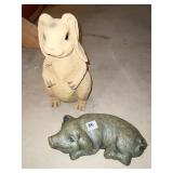 RESIN PIG AND RABBIT