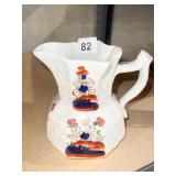 ANTIQUE PORCELAIN PITCHER 7.5" H NO DAMAGE