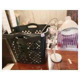 LAUNDRY BASKET, DESK LAMP.