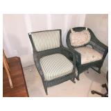 ANTIQUE WICKER ROCKER W/ CUSHIONS NOT MATCHING