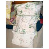 HAND WORK PILLOW W/ BASKET FLOWER DESIGN ETC.