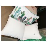 CACTUS PILLOW AND TWO TAN PILLOWS