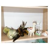 FIGURINES GIRAFFE, FEATHER BIRDS GLASS BUTTERFLY