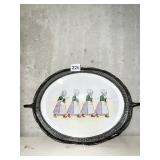 PORCELAIN TRAY DOUBLE HANDLE W/ DUTCH SCENE
