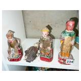 4 HAND PAINTED ASIAN WOOD FIGURES