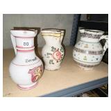 THREE ANTIQUE PITCHERS ALL HAVE FEW CHIPS