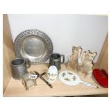 PEWTER PLATE, STEINS, ROYAL AINSLEY VASE 4",