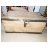 ANTIQUE TRUNK W/ METAL TRIM AND HARDWARE