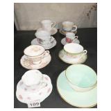8 CUPS AND SAUCERS INCL. SHELLEY .