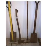 ASSORTED LONG HAND TOOLS AXE