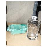 MCCOY PLANTER AND NOMBE ETCHED VASE