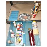 ACRYLIC PAINTS, BRUSHES, SUPPLIES