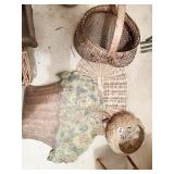 PAINTED FLORAL BOARD, UNUSUAL BASKETS