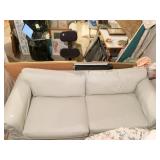 LIGHT GREEN SLIP COVER ON SOFA 76" LONG  DOES