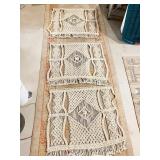 MACRAME WALL HANGINGS 29" X 29" W/ WOOD ROD