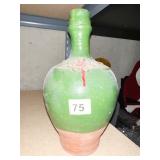 14" H JUG W/ APPLIED FLOWERS CLAY