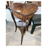WOOD HEART SHAPE TABLE 3 LEG, WATER MARK ON TOP