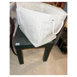 PLASTIC SIDE TABLE AND ROPE HANDLE BASKET