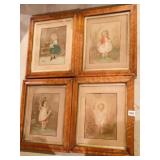 ANTIQUE PRINTS OF GIRLS WOOD FRAMES 17" X 13.5"