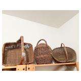 ASSORTED BASKETS AND ROUND PLATE