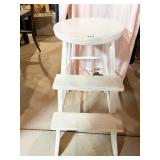 WHITE PAINTED STOOL W/ FOOTREST